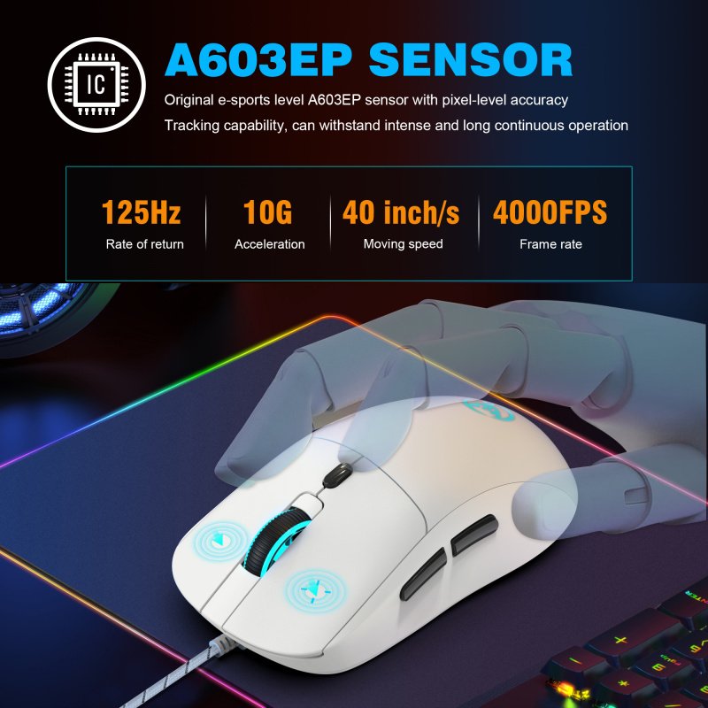 Wired Mouse with colorful illuminated 6 keys